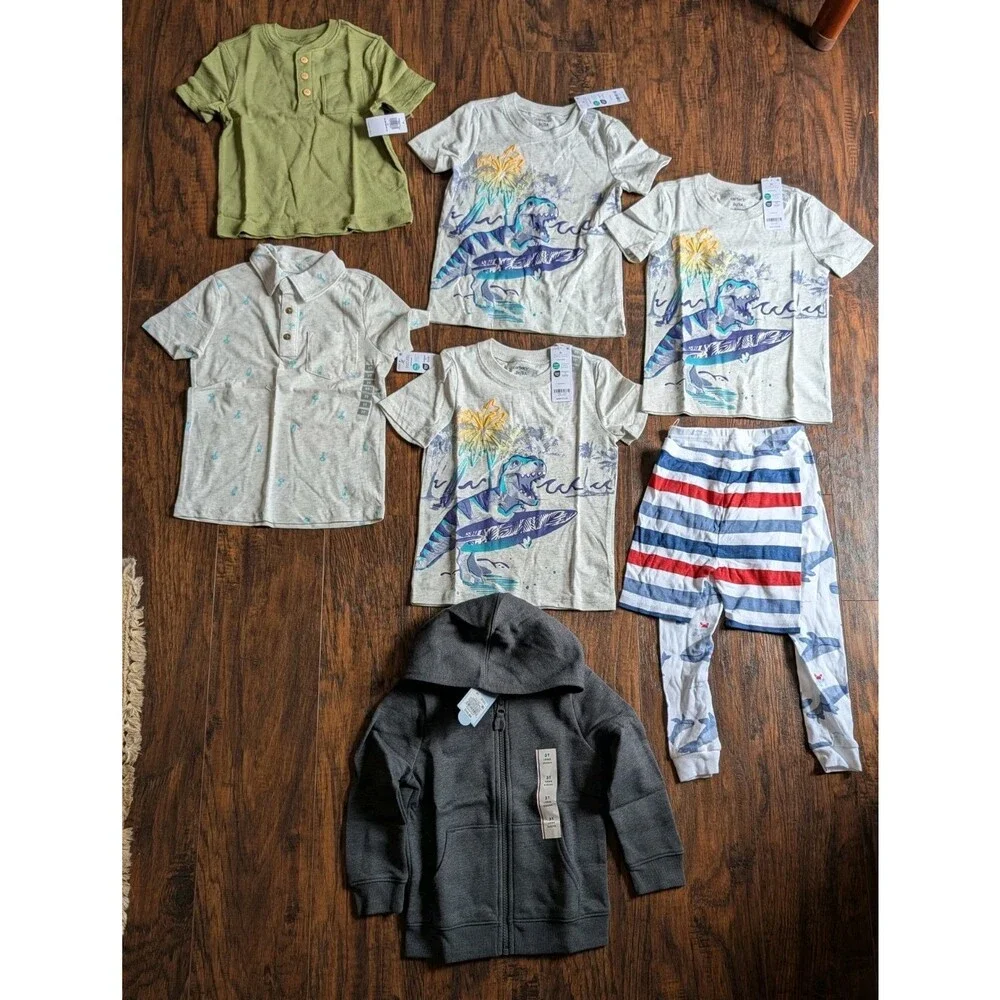 Lot Of 8 Carters Old Navy Boys T-Shirts And Pants Hoodie, Dinosaur Size 3T, NEW!